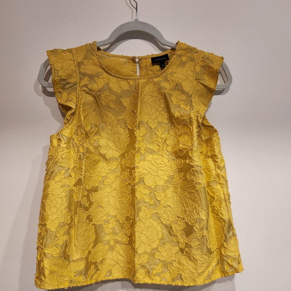 Who What Wear Floral Lace Blouse in Yellow